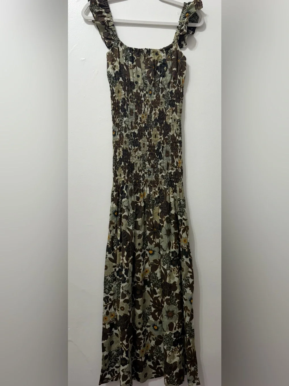 SIR. Constantie Linen Floral Ruched Maxi Dress